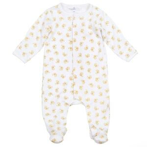 Magnolia Baby Darling Ducklings Footie with Pink Dots and Matching Headband Bow